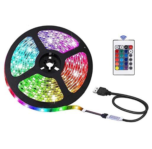 FITA LED RGB 5V USB 5050 5M COM SILICONE + CONTROLADOR + CONTROLE