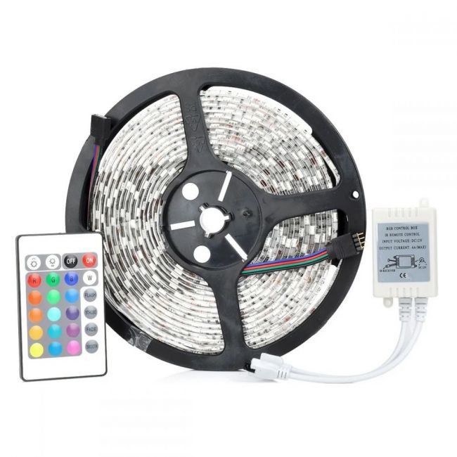 FITA LED RGB 12V 5050 5M COM SILICONE + CONTROLADOR + CONTROLE