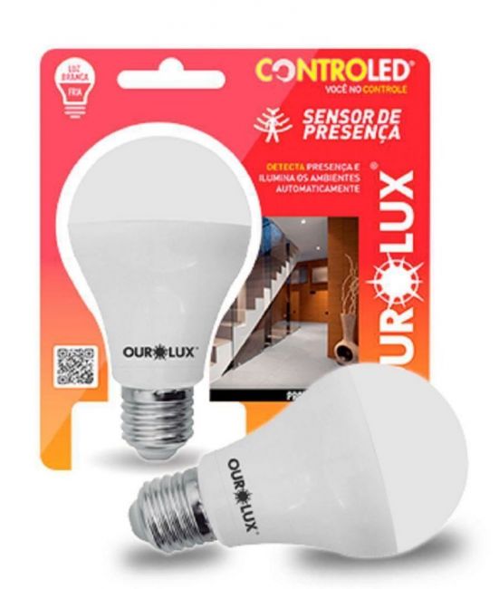 LAMPADA LED BULBO 9W SENSOR DE PRESENCA BRANCO QUENTE 2700K