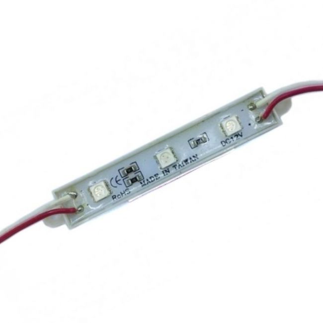 MODULO LED 12V RESINADO 5050 VERMELHO SMD 3 LED 0,75W IP65