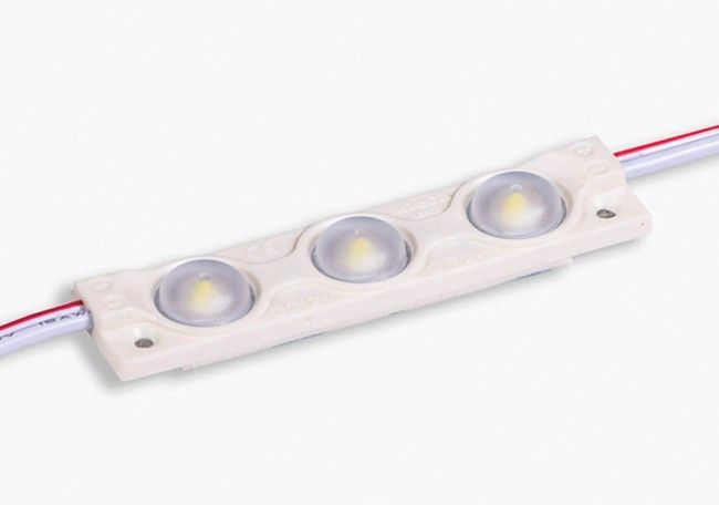 MODULO LED 12V COM LENTE 3 LEDS BRANCO FRIO 6500K 1.5W