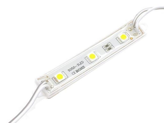 MODULO LED 12V RESINADO 5050 BRANCO FRIO SMD 3 LED 0,75W IP65