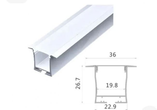 PERFIL EMBUTIR ALTO 36*27MM 2M C/ PRESILHA PRATA 